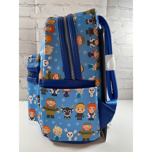 Loungefly Disney Frozen Chibi Mini Backpack Elsa Anna Olaf Blue Bag NEW - Picture 7 of 12